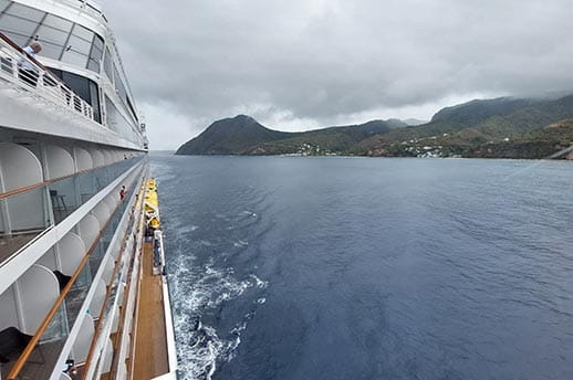 A view of the coast from the Spirit of Discovery. Scenic cruising in Dominica